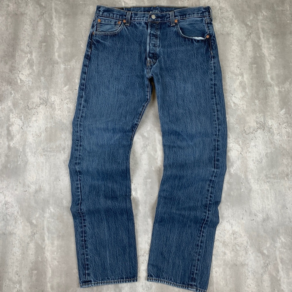 Levis 501 Jeans Mens 36x34 Blue Western Original Button Fly American Denim